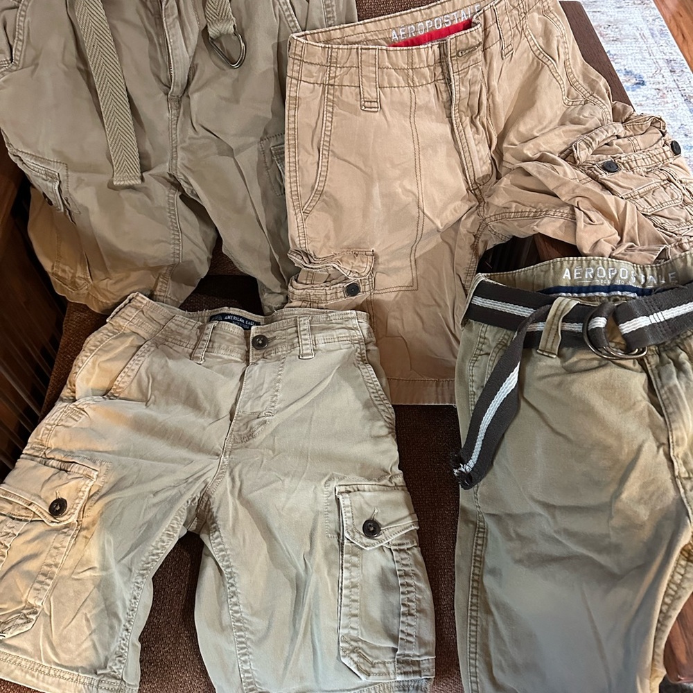 American Eagle Outfitters & Aeropostale Kids Tan Cargo Shorts ($12/pair)
